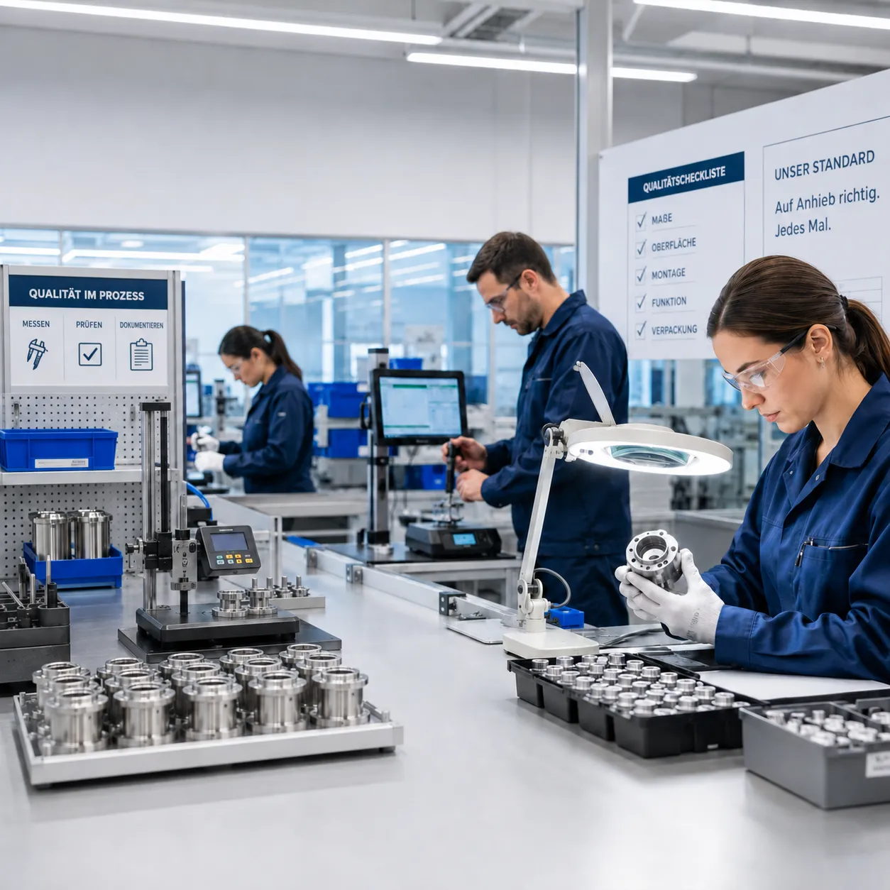 Fertigungshalle mit dokumentierten Prozessen — Qualitätsmanagement nach ISO 9001 in der Praxis