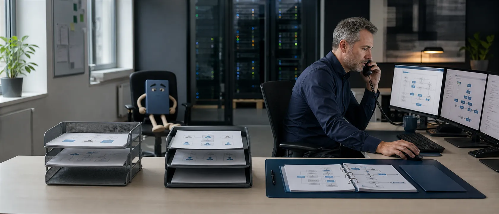 IT-Dienstleister ordnet eine Backup-Wiederherstellung in Servicekatalog, Kundenvertrag und Betriebsführungshandbuch ein