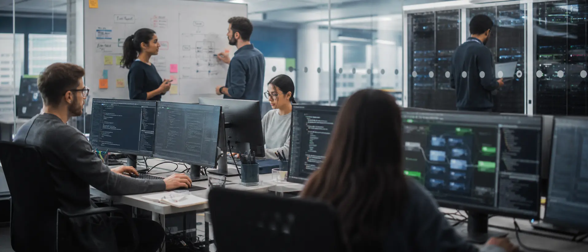 Entwicklungsteam verbindet Sicherheitsanforderungen, Codeprüfung und Deployment
