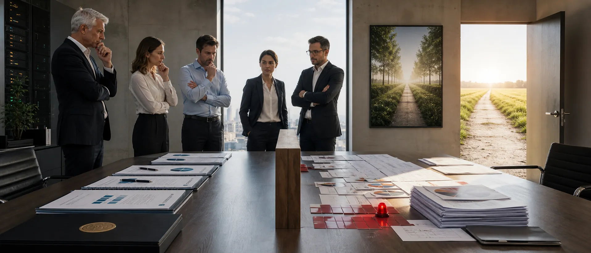 Managementteam wägt Sicherheitsinvestitionen, Risiken und geschäftliche Chancen einer ISO-27001-Zertifizierung ab