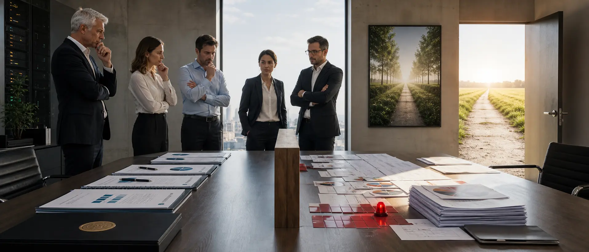 Managementteam wägt Sicherheitsinvestitionen, Risiken und geschäftliche Chancen einer ISO-27001-Zertifizierung ab